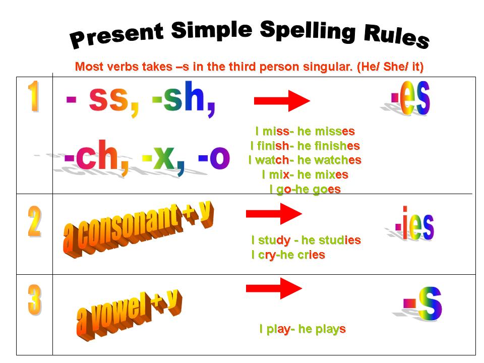 Miss Ale s 5th Grade Class SPELLING RULES FOR THE SIMPLE PRESENT TENSE