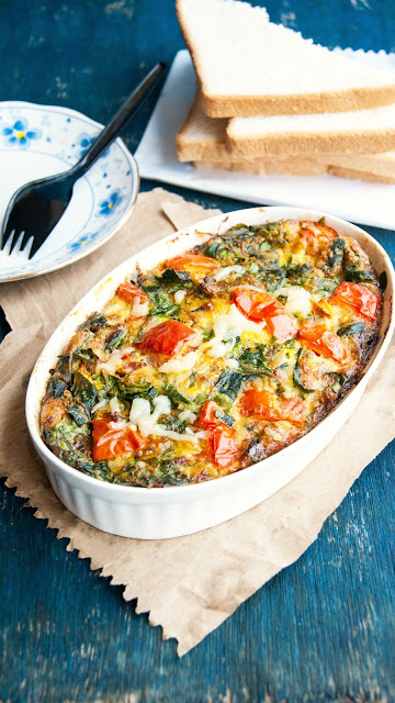 Always Hungry: Baked Spinach and Tomatoes Frittata for two