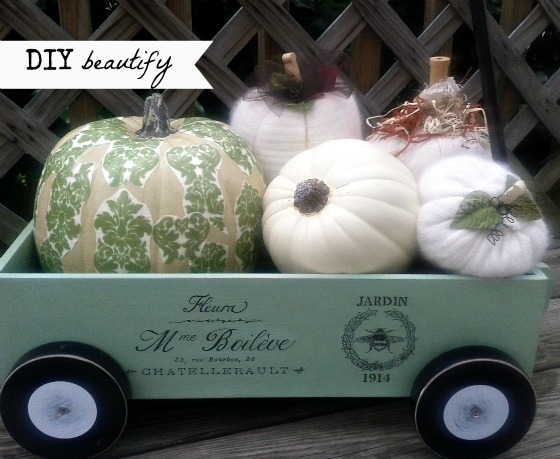 Upcycling a red toy wagon into a French-styled one at www.diybeautify.com