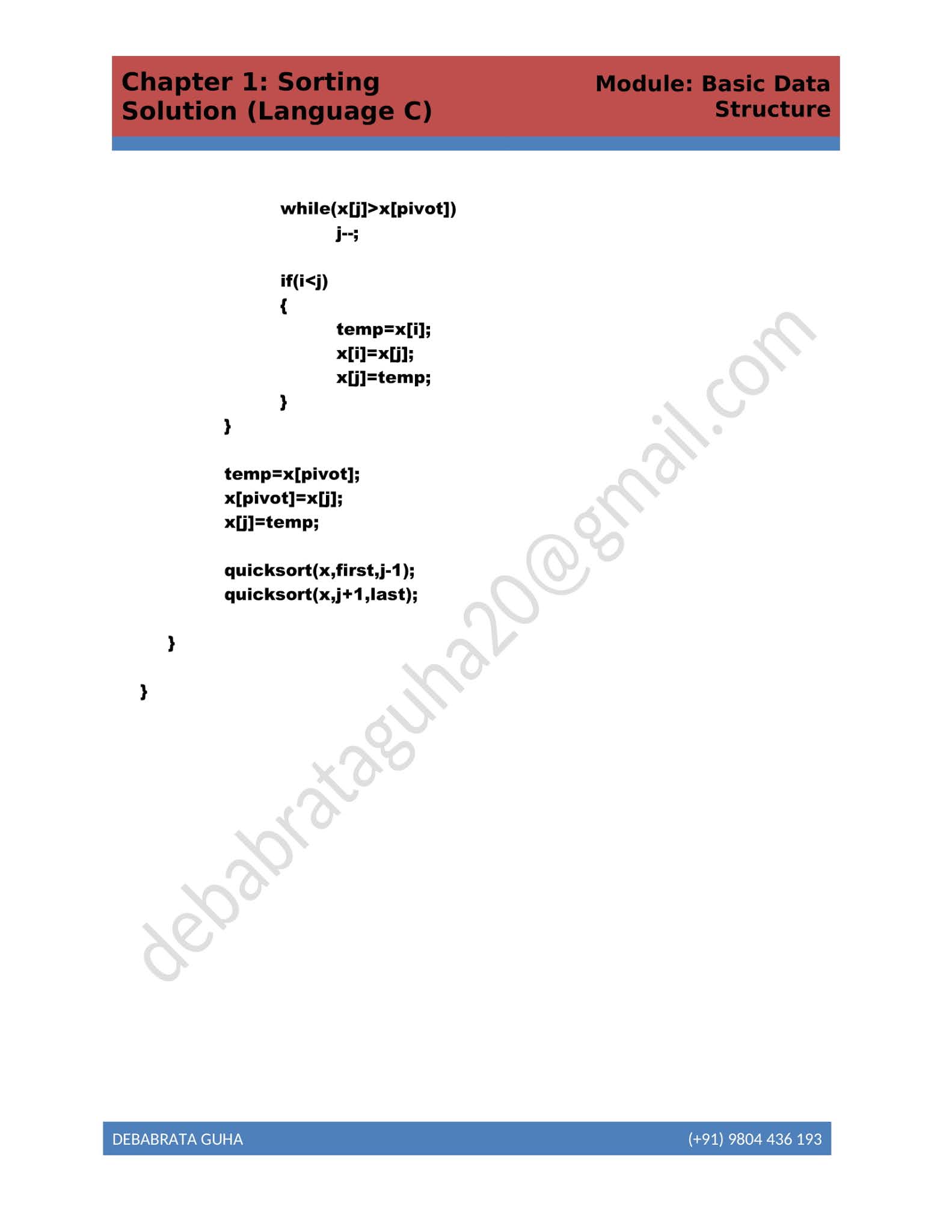 Data Structure solution in Language C (Chapter 1 ) : Sorting