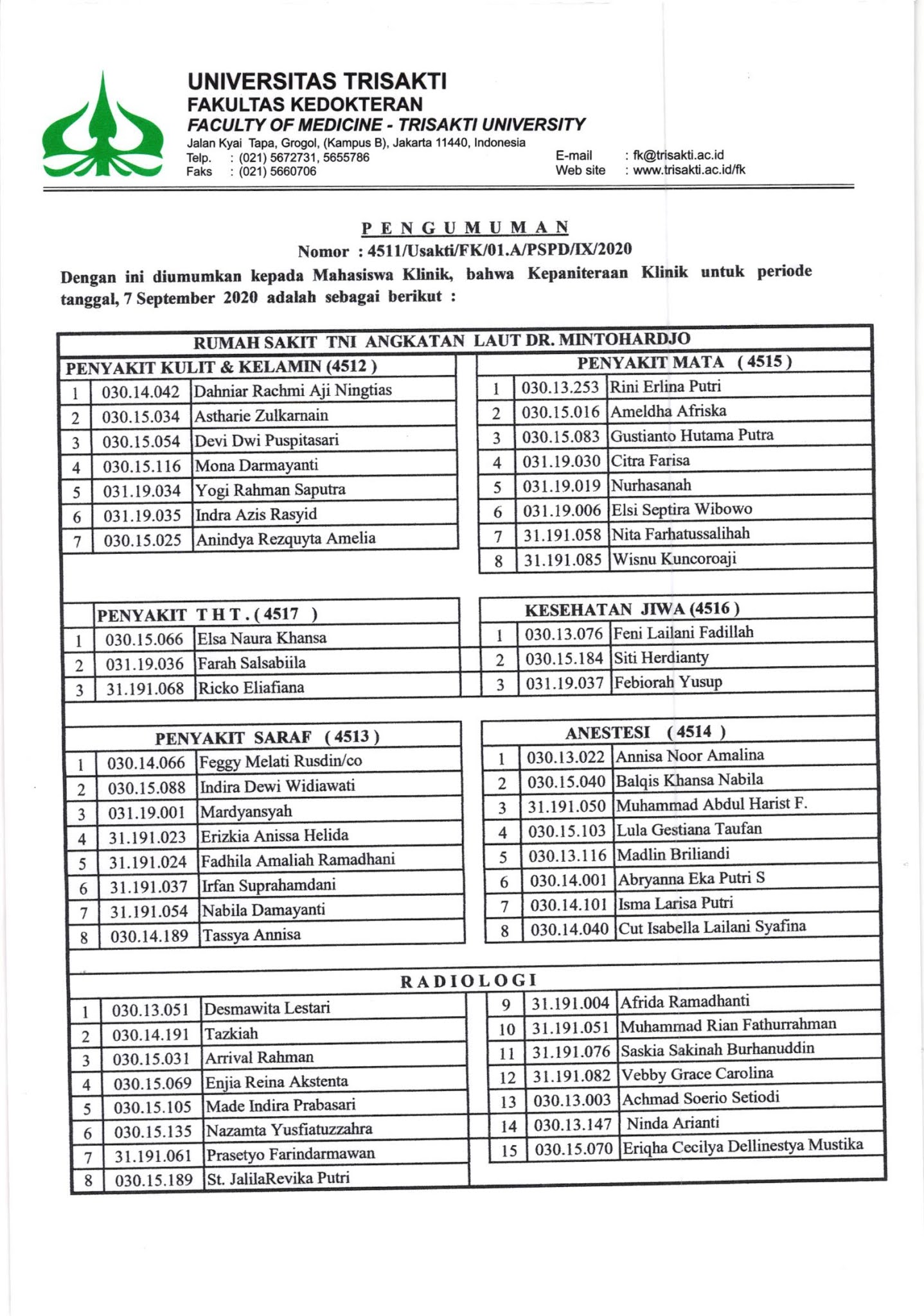 Psppd Fk Usakti Kamis September 03 2020