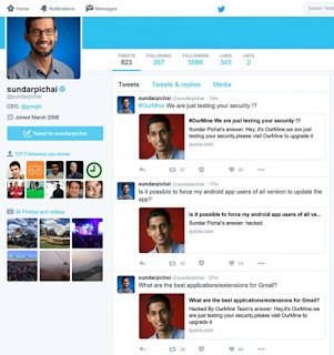 Google CEO Sundar Pichai’s Quora Account Hacked By OurMine Group