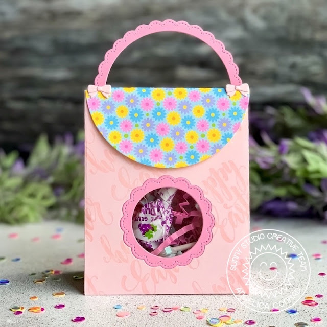 Sunny Studio Stamps: Chickie Baby Fancy Frame Dies Sweet Treat Bag Dies Treat Bag by Angelica Conrad Sunny Studio Stamps: Chickie Baby Fancy Frame Dies Sweet Treat Bag Dies Treat Bag by Angelica Conrad