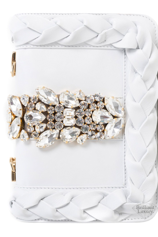 ♦Gedebe Bejeweled Bibi Braided White Nappa Shoulder Bag #accessories #2019 Brilliant-Luxury-Gedebe-Bejeweled-Bibi-Braided-White-Nappa-Shoulder-Bag-accessories-2019