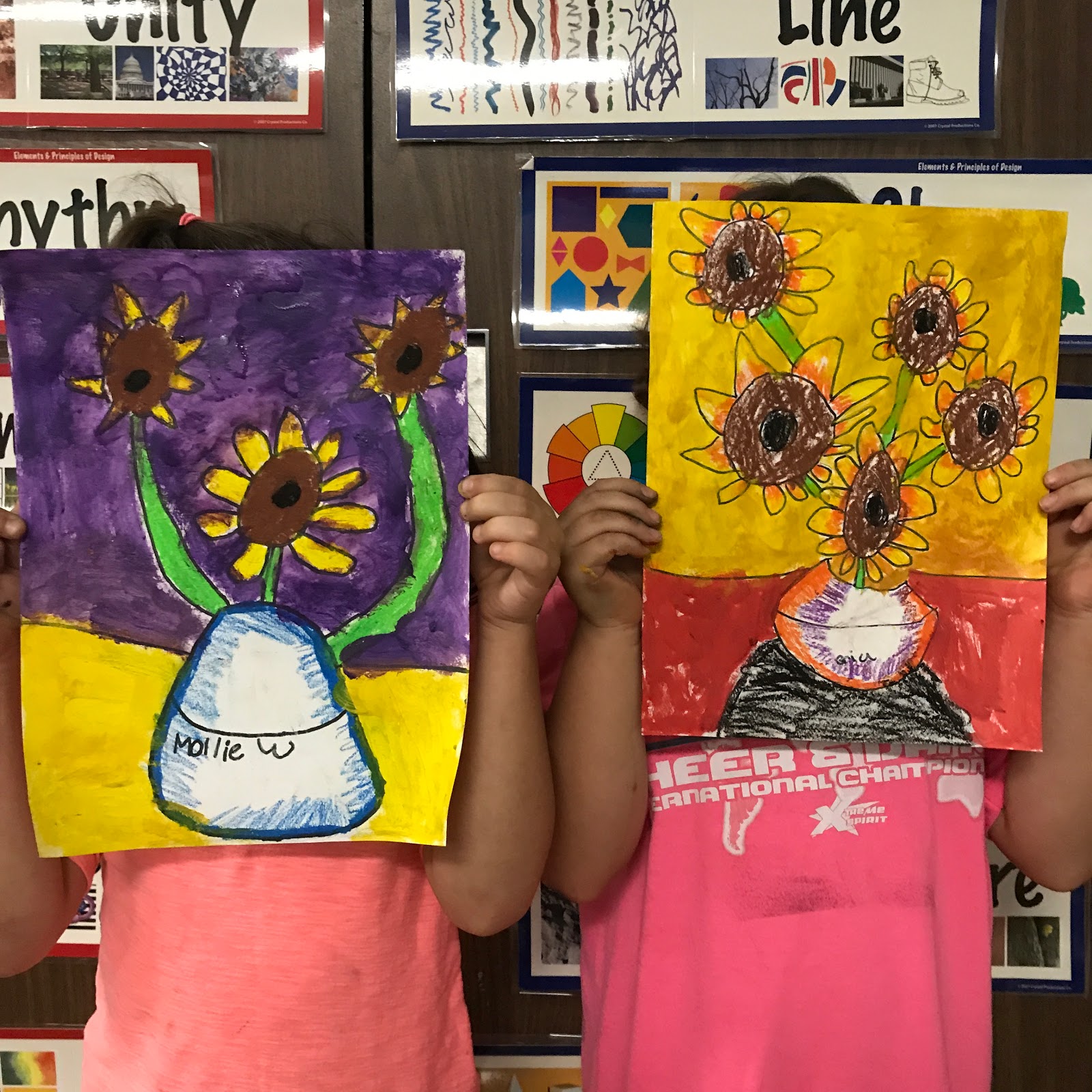 Elements of the Art Room 1st Grade Van Gogh Sunflowers