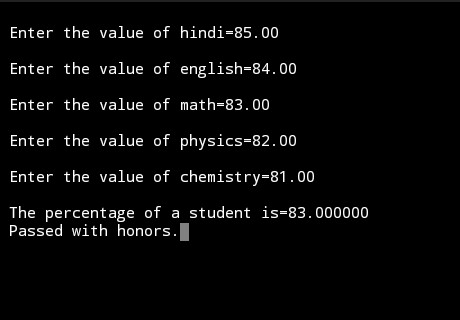 C program to find the percentage and grade of a student | My CS ...
