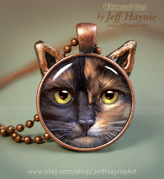 27-Tortie-Cat-Necklace-Jeff-Haynie-Cats in Drawings-Paintings-and-Jewelry-www-designstack-co