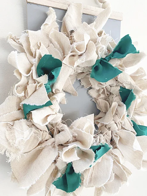 rag wreath with green rags