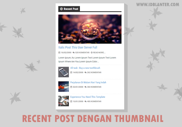 Membuat Recent Post dengan Thumbnail di Blog