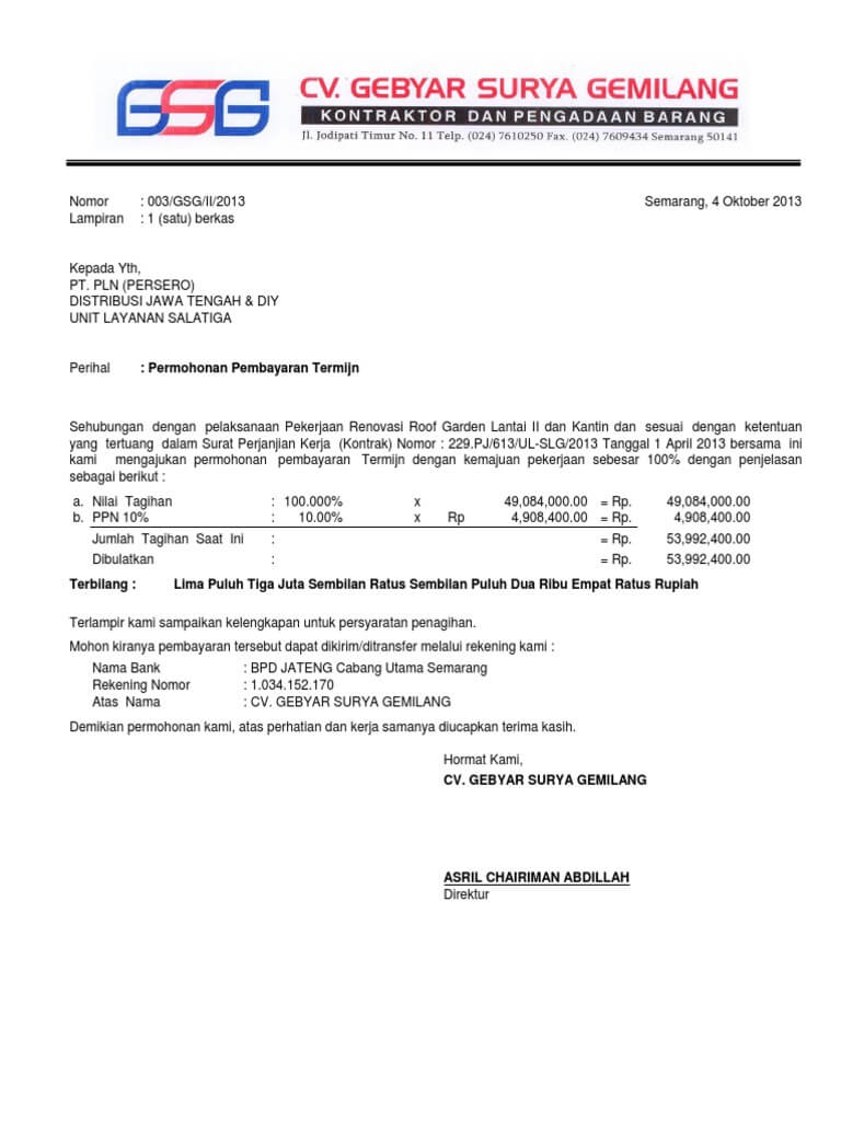 Contoh Format Surat Penagihan Hutang Atau Pemberitahuan