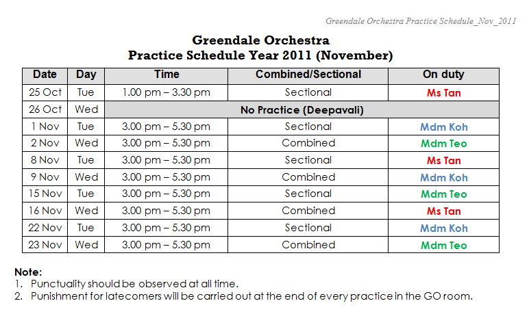 GDL orchestra: Schedule for November 2011 GDL orchestra: Schedule for November 2011