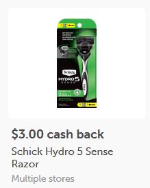 $3.00/1-Schick Hydro 5 Sense Razor ibotta CASH BACK Rebate *HERE*