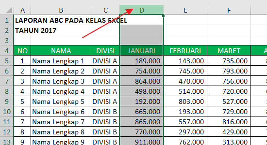 Cara Freeze Panes Lebih Dari Satu Kolom 1