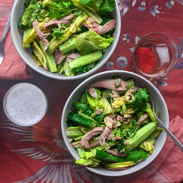 Chicken salad with tahini dressing