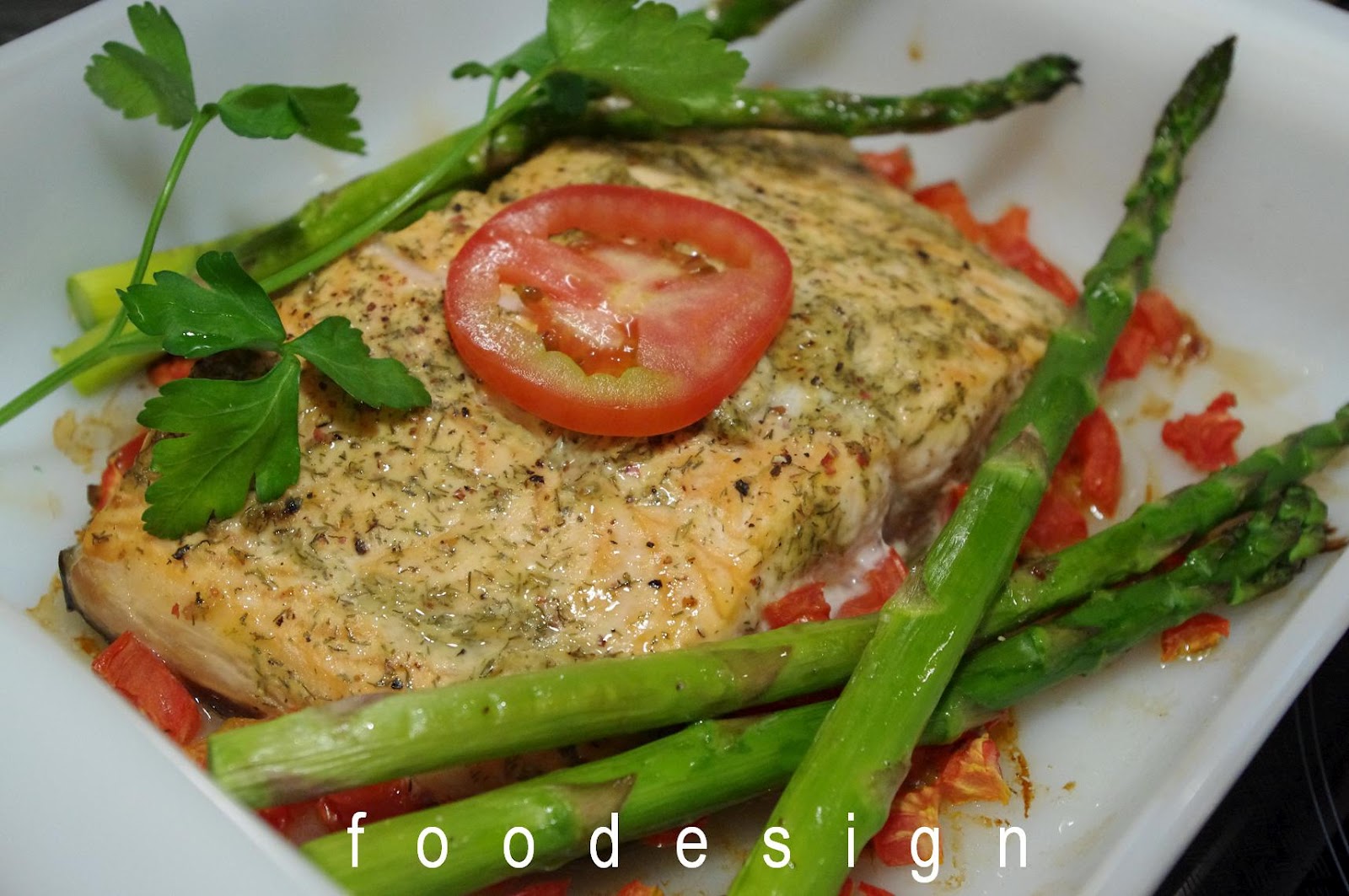 foodesign baked salmon dinner