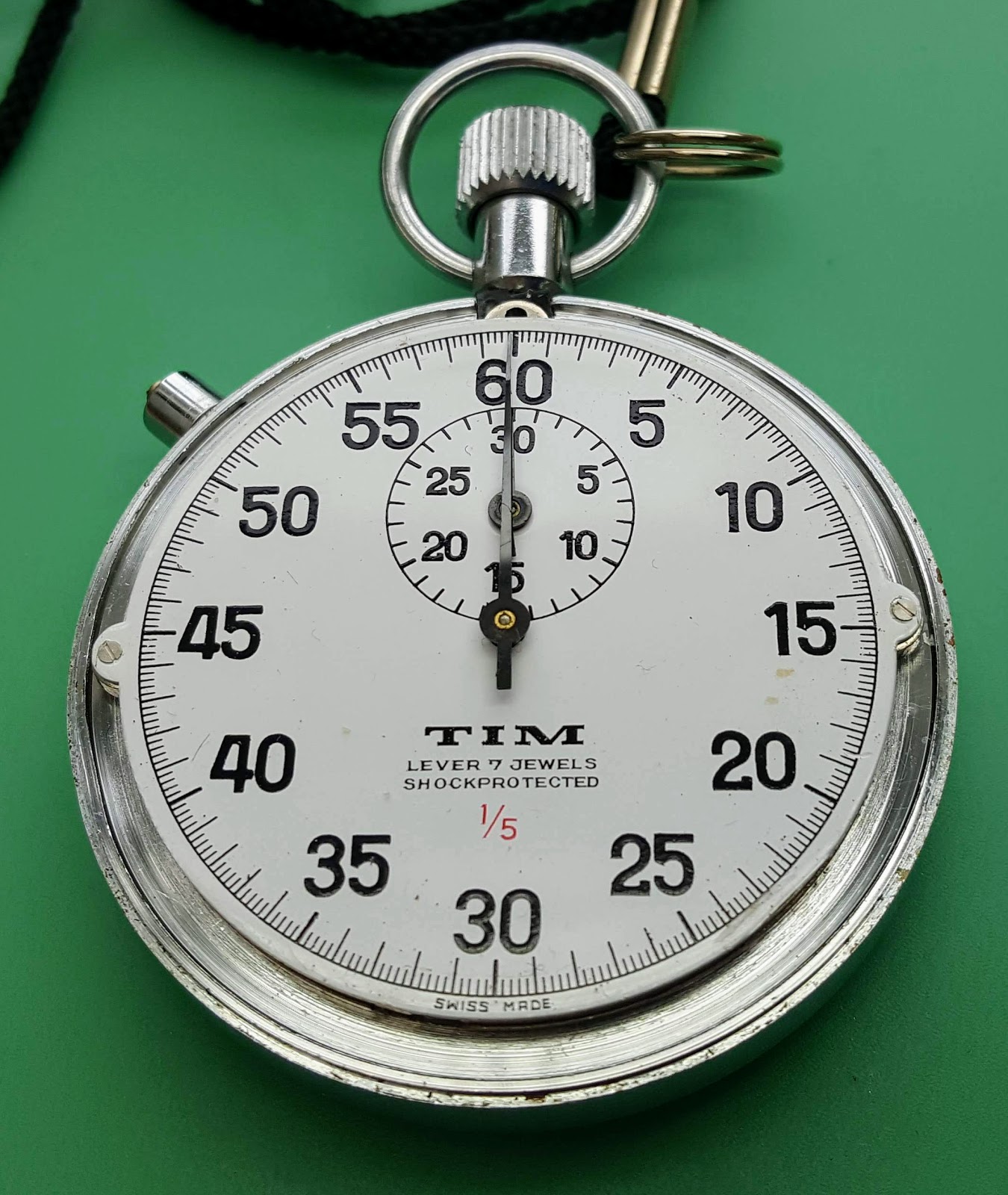 A. A. Timepieces TIM LEVER 7 Jewels Shock Protected Stopwatch
