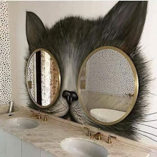 Espejos de baño decorados con gatos