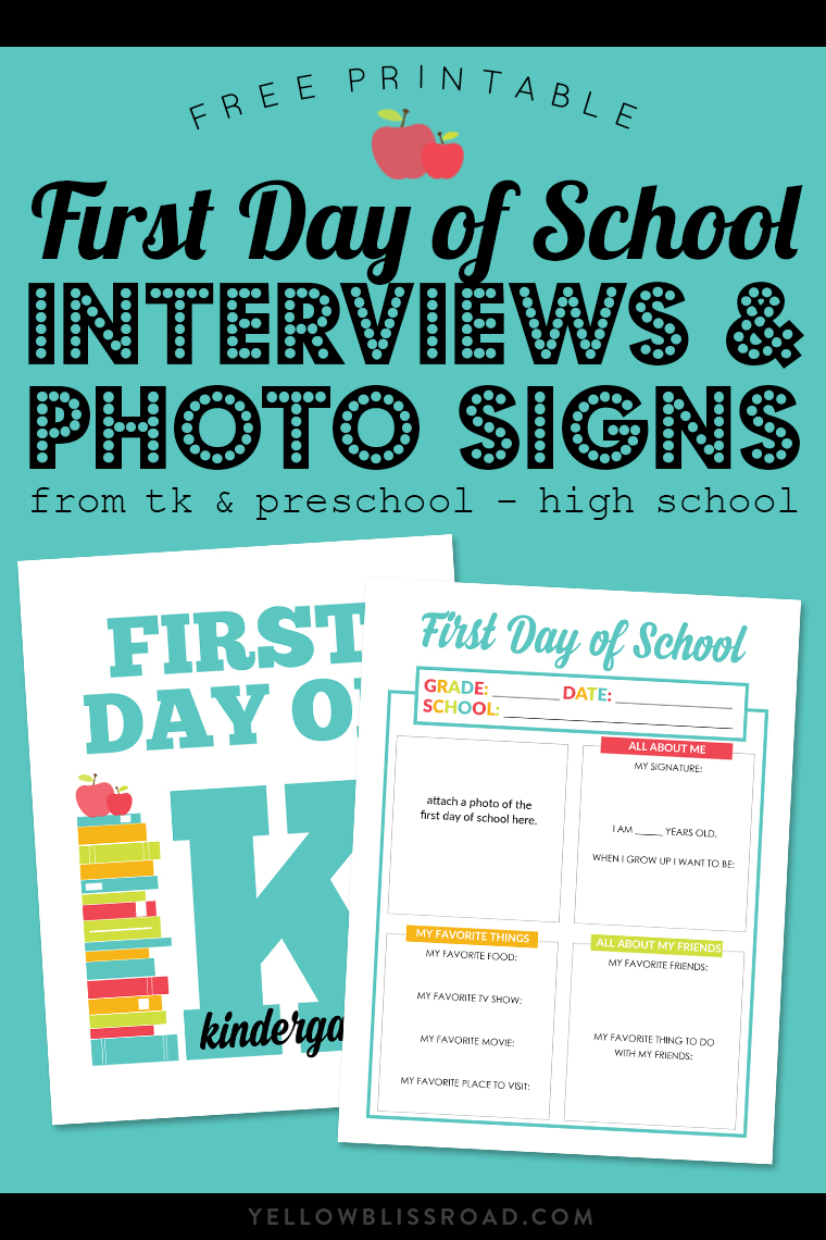 Clean image throughout first day of school interview printable Eloquent image intended for first day of school interview printable