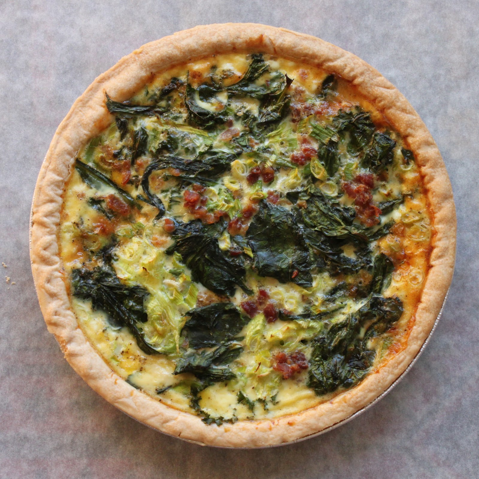Quiche with kale and bacon