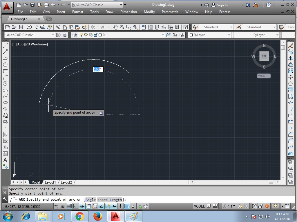Draw an ARC in AutoCad MechanicalMaster