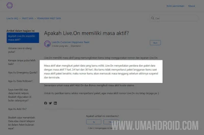 Sistem Masa Aktif Kartu LIve On