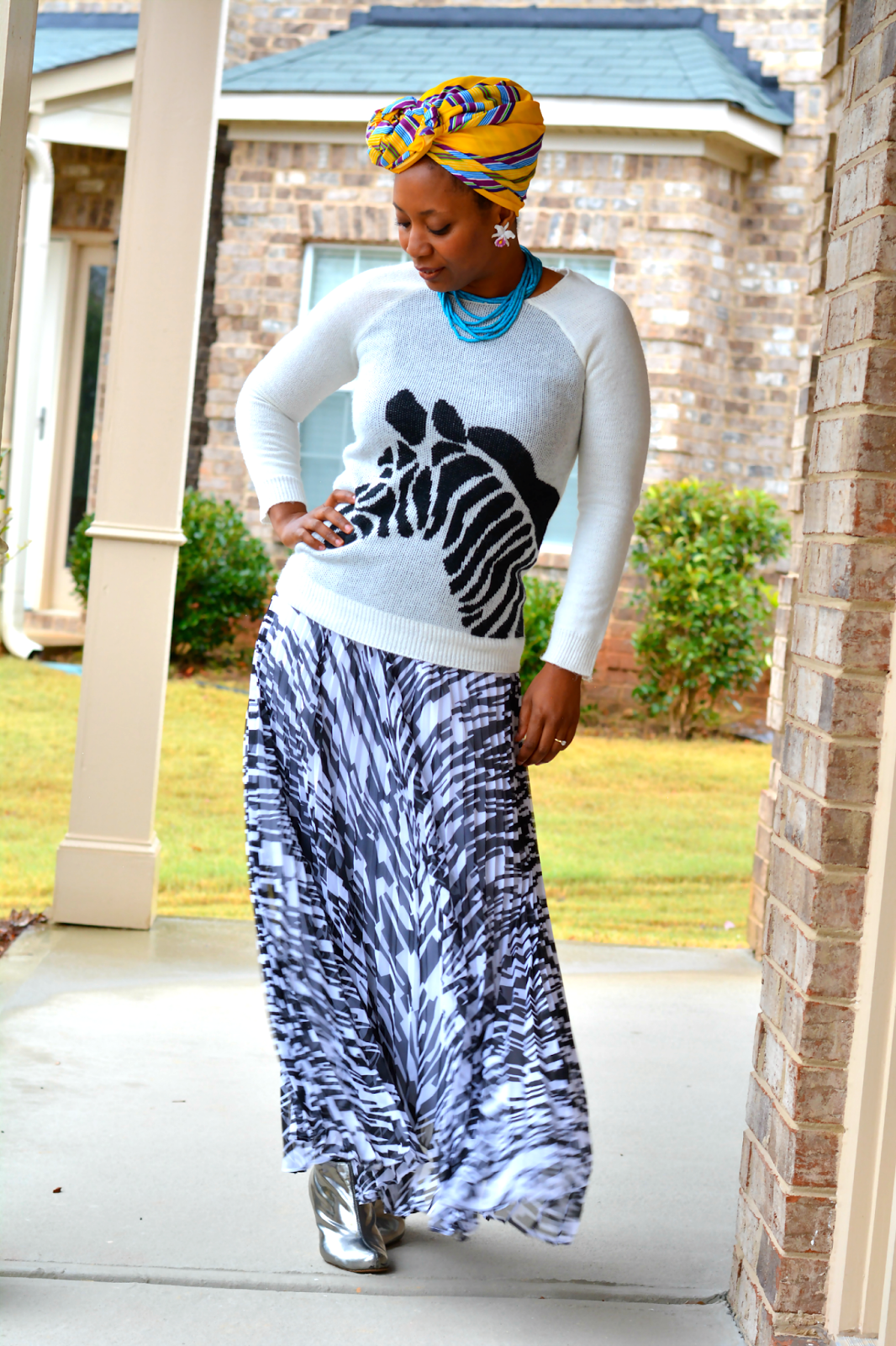 summer maxi skirt worn in fall