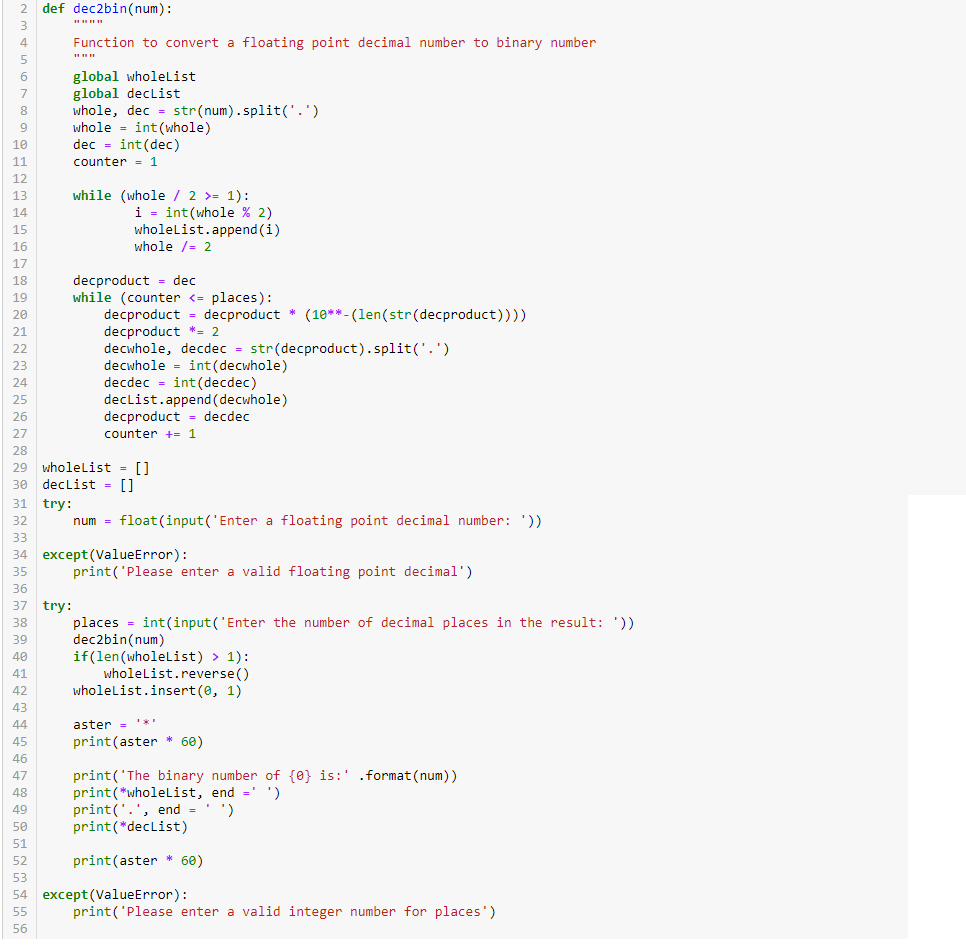 Python Program to Convert Floating Point Decimal to Binary