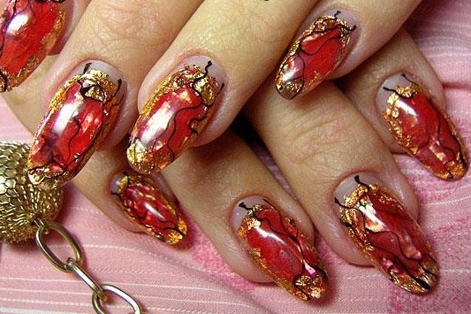 awesome red and gold nail design fascinating nail design for