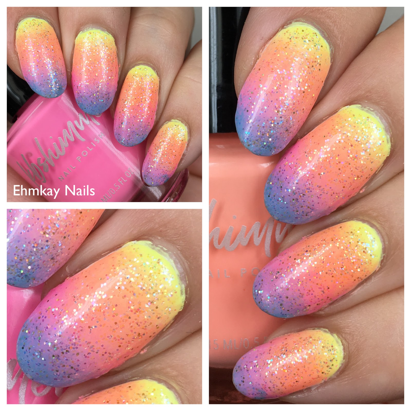 ehmkay nails: Rainbow Neon Pastel Gradient Nail Art