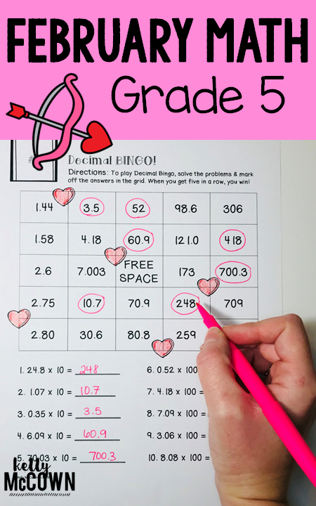 Kelly McCown: February NO PREP Math Packet Grade 5