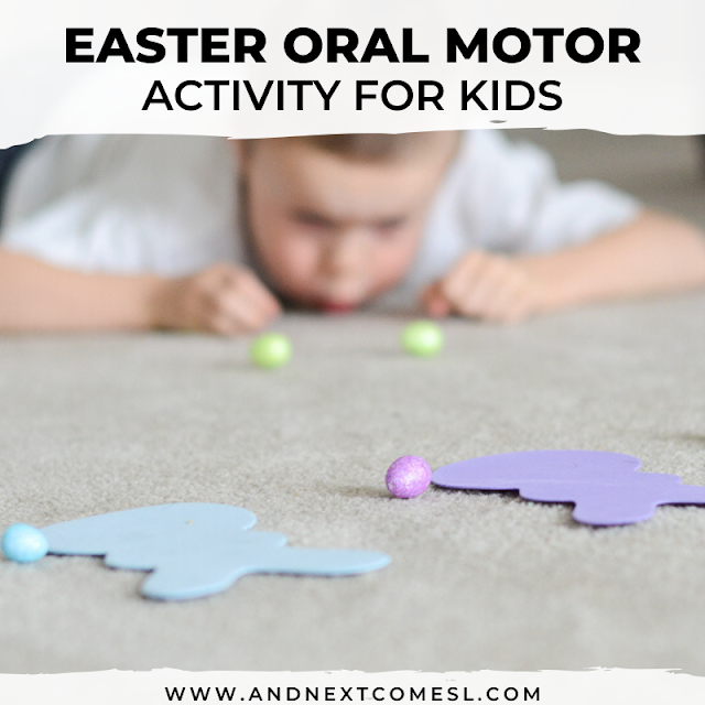 A fun Easter game for kids that works on oral motor sensory input