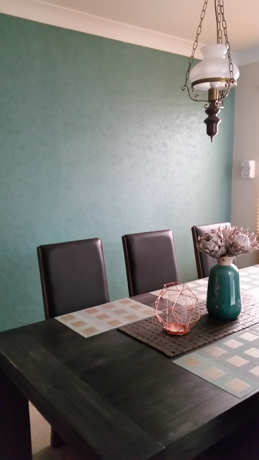 Jarrah Jungle Dining Room Before + After With Dulux Paintable Wallpaper