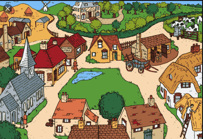 This part of town. Деревня cartoon. Маленький город рисунок. Моей деревни на английский. Farm City деревня.