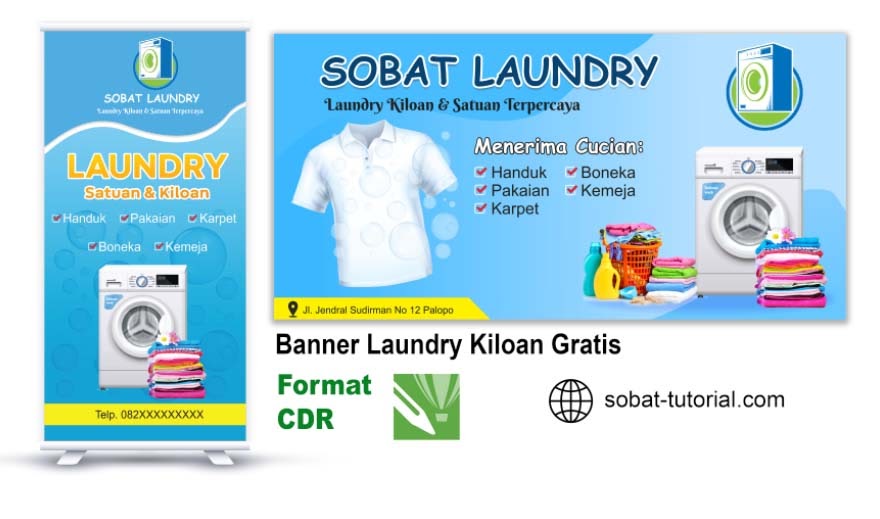 Desain Banner Laundry Kiloan Format Cdr Gratis Sobat Tutorial