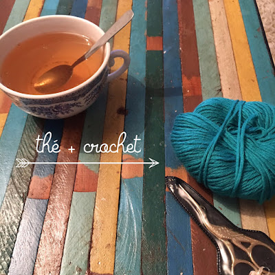 thé, crochet, table detente