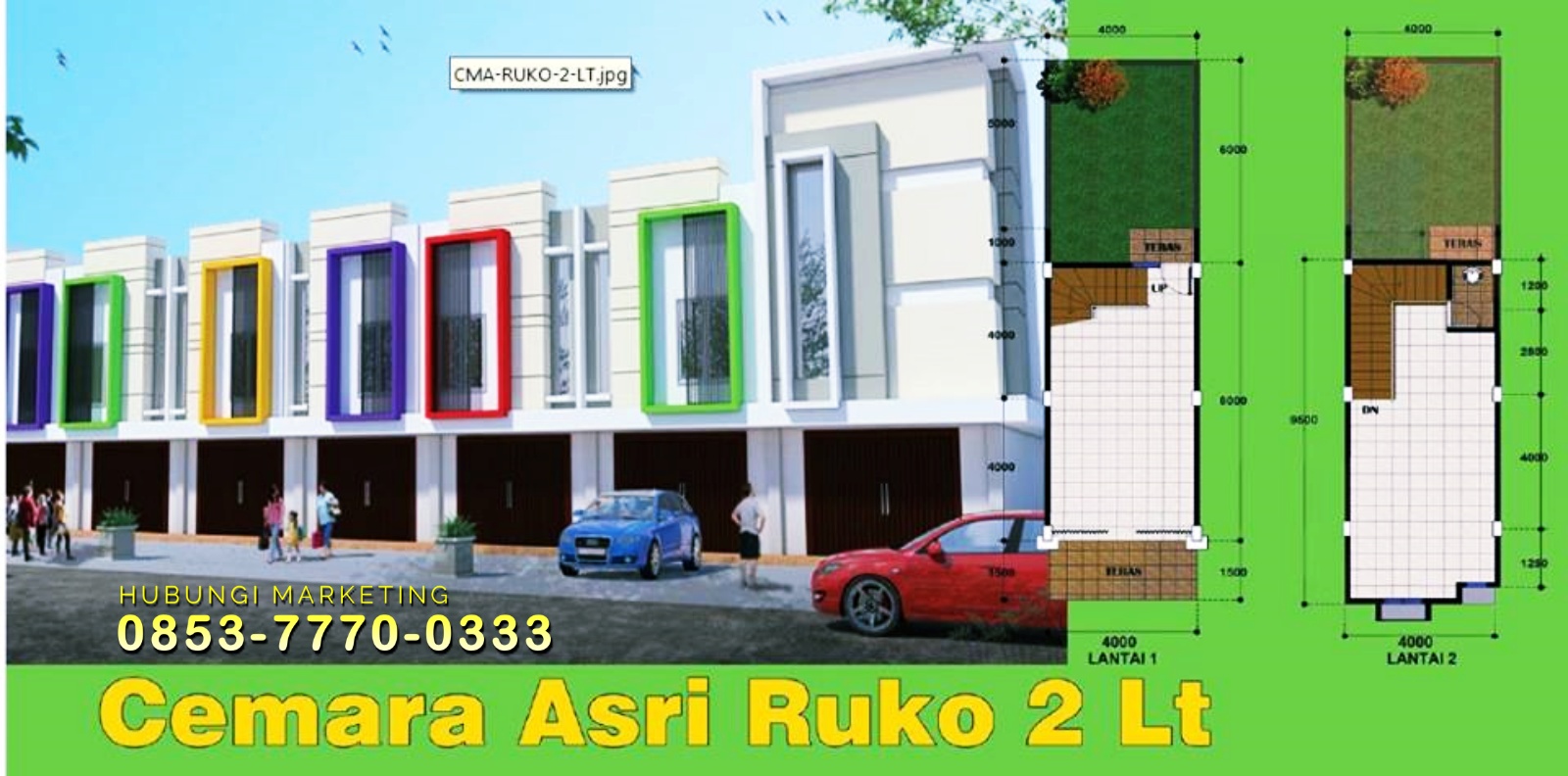CEMARA ASRI | Dipasarkan Rumah Ruko Pinggir Jalan Raya | Pertokoan dan