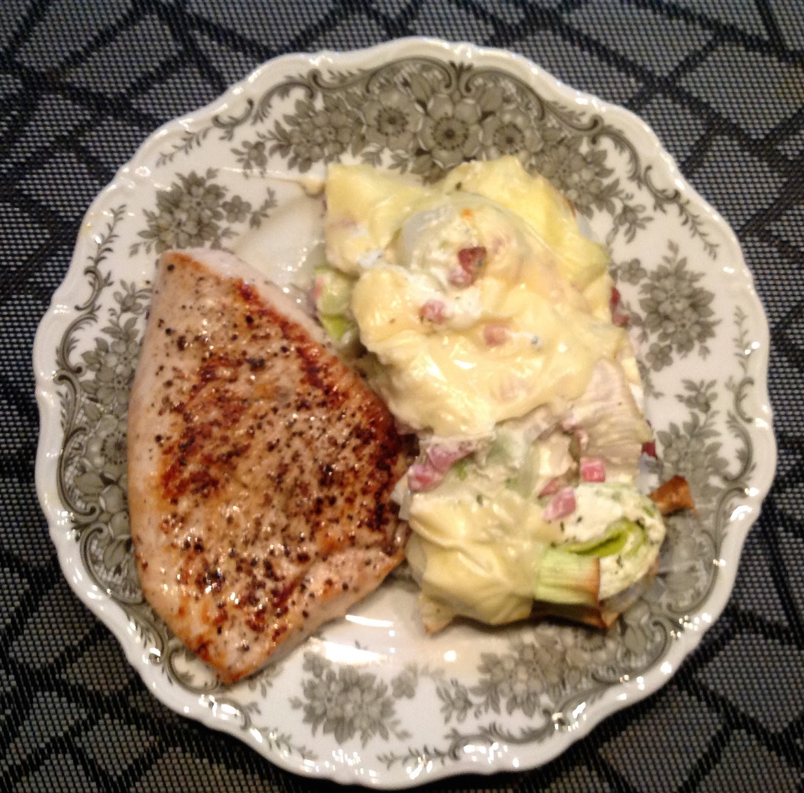 Wessels low carb Welt: Putenschnitzel mit überbackenem Lauch
