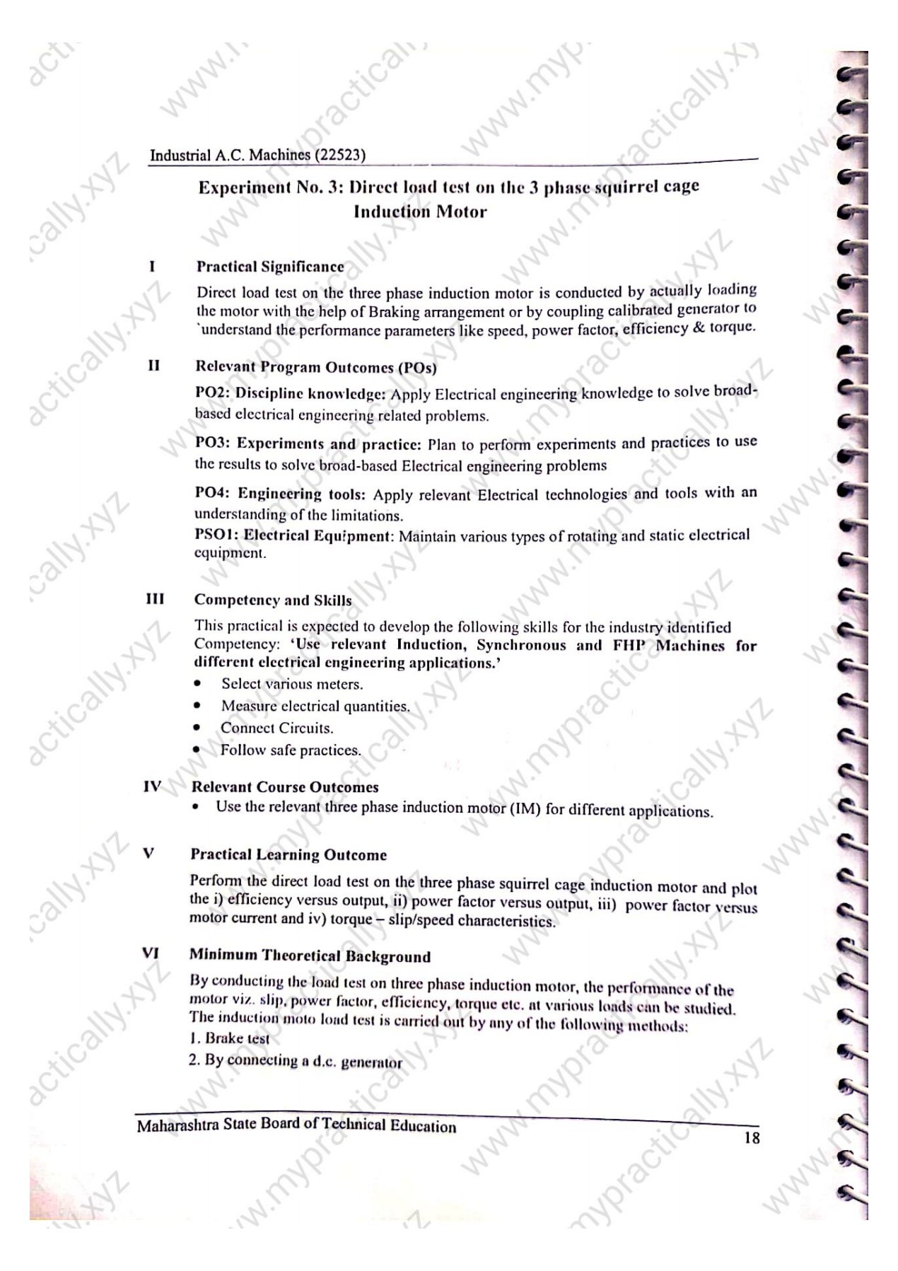Industrial AC Machine IAM 22523 Lab Manual Answers Msbte I scheme
