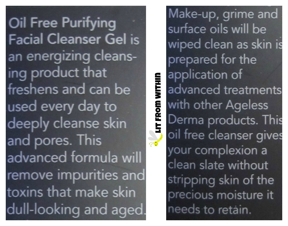 Ageless Derma Oil Free Purifying Natural Facial Cleanser Ge