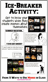 Use memes for an ice-breaker activity  {from www.traceeorman.com}
