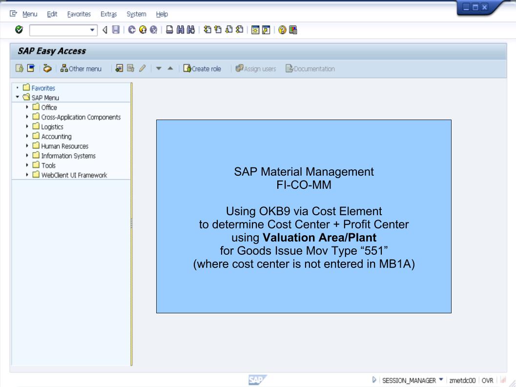 青蛙SAP分享 Froggy's SAP sharing OKB9 Determine Cost Center using