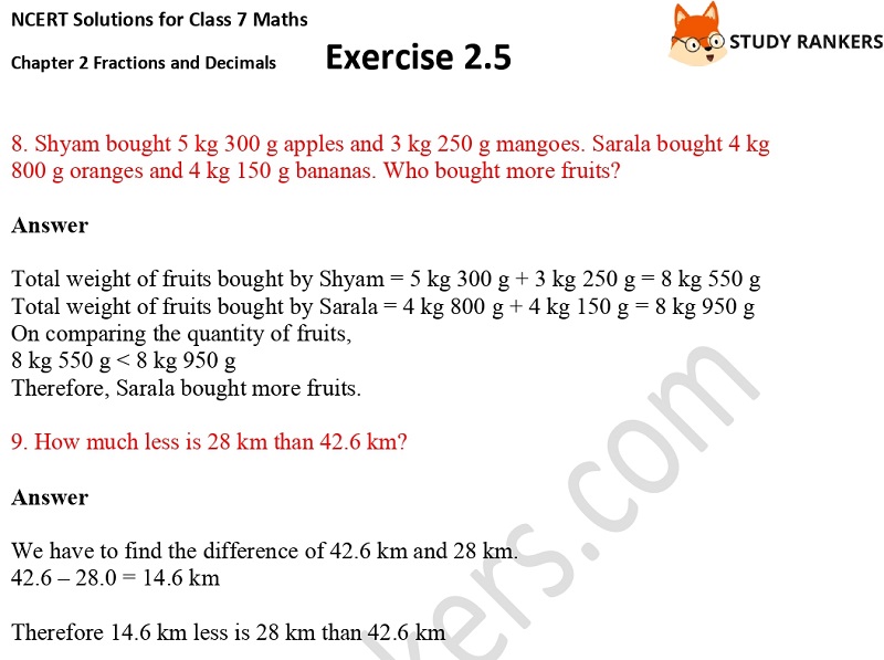 NCERT Solutions for Class 7 Maths Ch 2 Fractions and Decimals Exercise 2.5 4