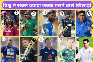 विश्व में सबसे ज्यादा छक्के मारने वाला खिलाड़ी, सबसे ज्यादा छक्के लगाने वाले 10 बल्लेबाज, Top Players Who Hit Most Six in Cricket