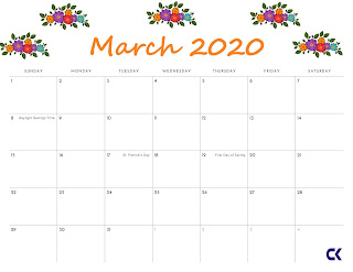 Free Printable Calendar March 2020