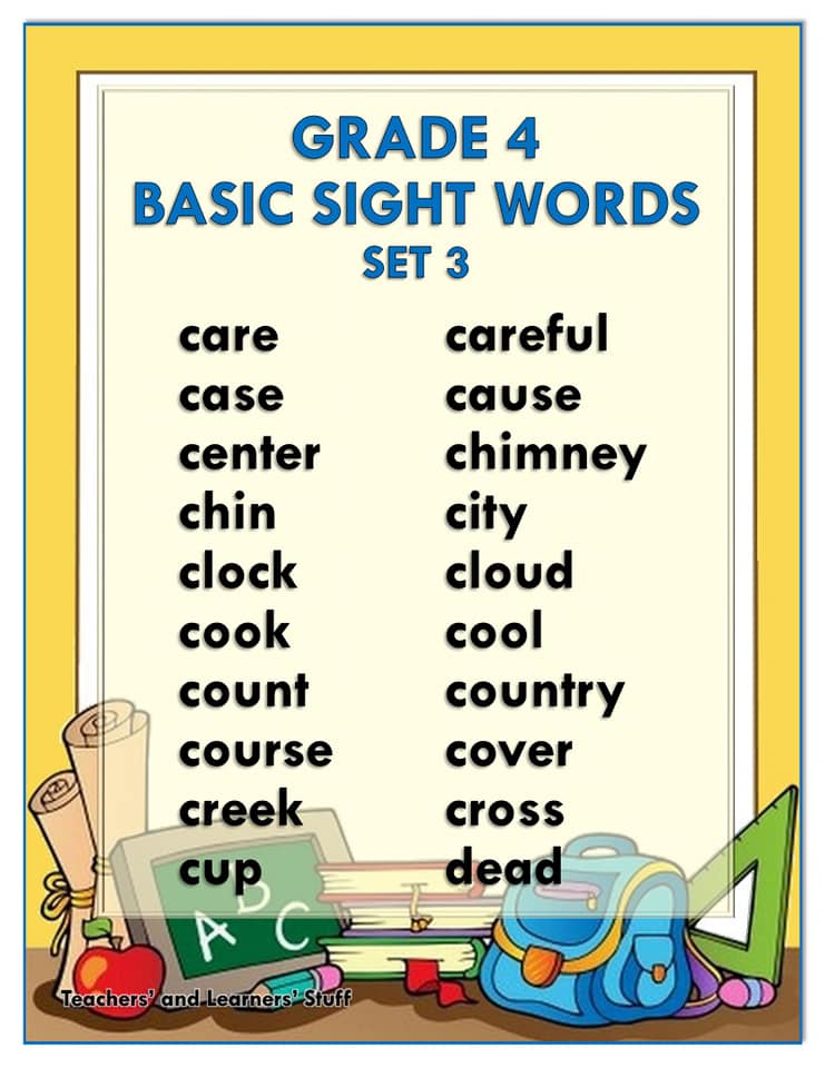 BASIC SIGHT WORDS Grade 4 Free Download DepedClick