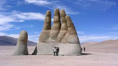 The Hand of the Desert sculpture, Chile.