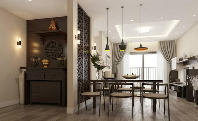Vách ngăn cnc phòng thờ và phòng khách 