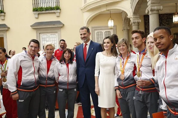 Rio 2016 Olympic and Paralympic medalists at El Pardo Palace, Letizia wore Felipe Varela Dress