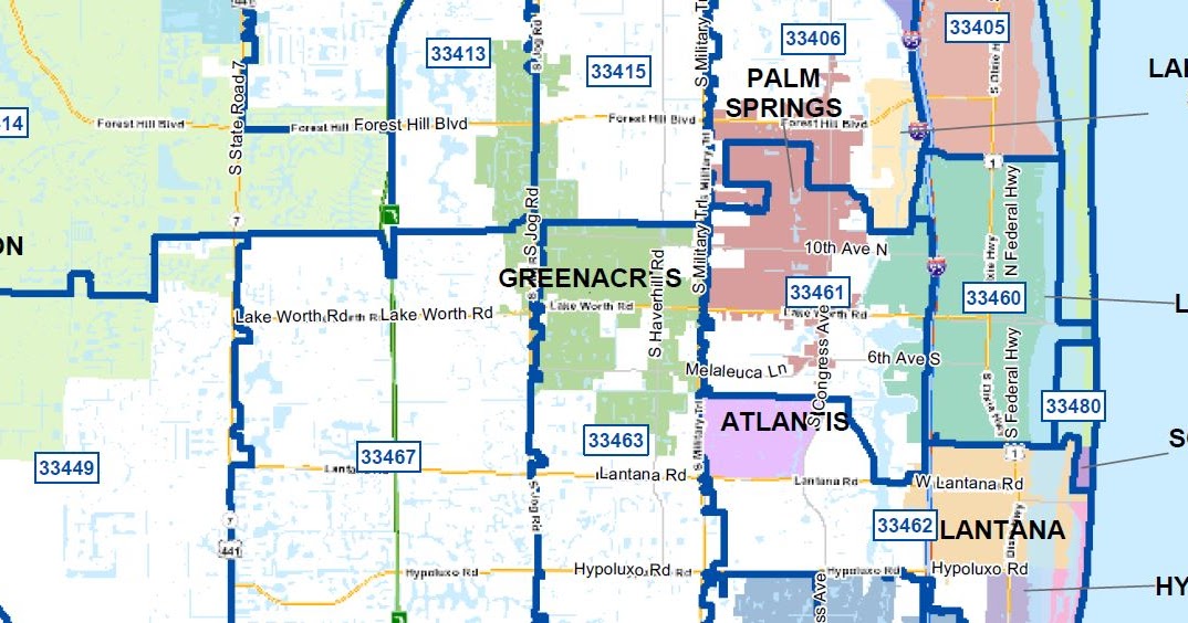 Zip Code Map Lake Worth Florida United States Map