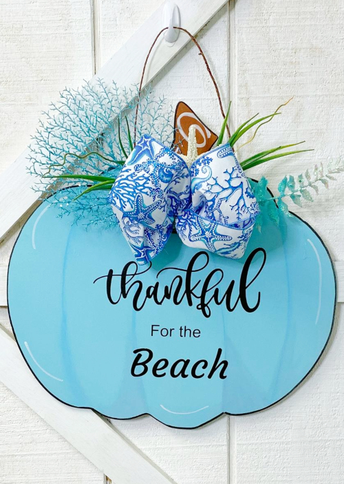 Beach Pumpkin Door Hanger Thankfur